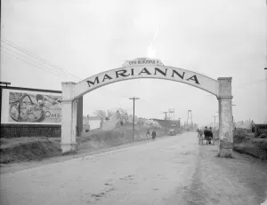 Evans Walker Prints: Entrance to Marianna, Arkansas, during the 1937 flood, 1937. Creator: Walker Evans