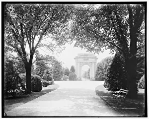 Photograph Dry Plate Negative Glass Prints: Entrance to the National Cemetery, Chattanooga, c1902. Creator: William H. Jackson