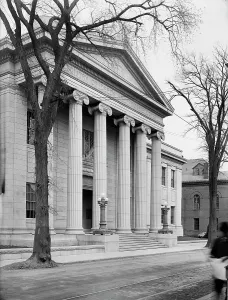 Court House Prints: Entrance to new probate house, Salem, Mass. between 1909 and 1920. Creator: Unknown