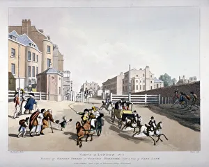 Tyburn Prints: Entrance to Oxford Street at the Tyburn Turnpike, London, 1798. Artist: Heinrich Schutz