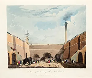 Stephenson Prints: Entrance of the Railway at Edge Hill, Liverpool, 1831. Artist: Thomas Talbot Bury