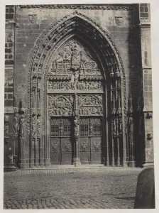 Entrance, St. Lorenz Cathedral, Nuremberg, c. late 1850 s. Creator: Schrag, attributed to