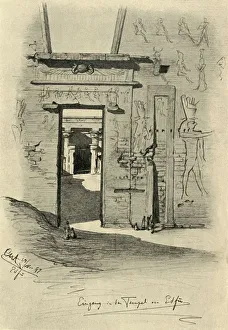 Entrance to the temple at Edfu, Egypt, 1898. Creator: Christian Wilhelm Allers Entrance to the temple at Edfu, Egypt, 1898. Creator: Christian Wilhelm Allers