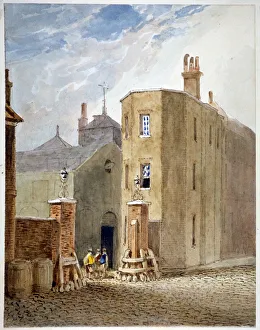 Brewery Prints: Entrance to Thrales brewhouse (later Berkeley Perkins brewery), Southwark, London, c1820
