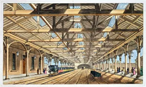 Train Station Prints: Entrance to the tunnel and booking offices New Station, Lime Street, Liverpool, 1836