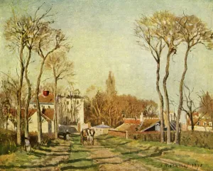 Pissarro Prints: The Entrance to a Village, 1872, (1939). Creator: Camille Pissarro