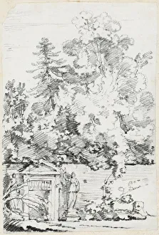 Vien Joseph Marie I Prints: Entrance to a Walled Garden, 1744/1750. Creator: Joseph-Marie Vien the Elder