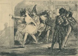 Harlequin Prints: Entree Au Scene, c1904, (1935). Creator: Charles Conder
