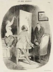 Embarrassed Prints: Entrez donc, monsieur...ne vous gênez pas... 1847. Creator: Honore Daumier