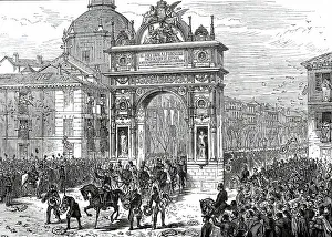 Wreaths Prints: Entry of Alfonso XII. Into Madrid: Triumphal Arch in the Calle de Alcala