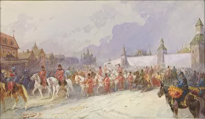 Explorers Collection: Entry of the captured family of Kuchum Khan into Moscow. 1599, 1891