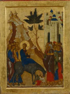 Easter Prints: The Entry of Christ into Jerusalem, 1497. Artist: Russian icon