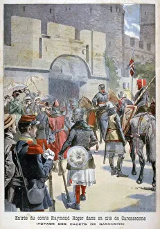 Entry Prints: The entry of the Comte Raymond Roger into Carcassonne, France, 1898. Artist: F Meaulle