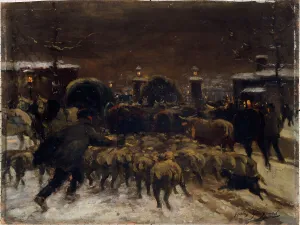 Entry Prints: Entry of a herd into Paris, c1889. Creator: Alexandre Gaston Guignard
