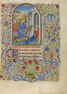 Welcoming Party Prints: The Entry into Jerusalem; Book of Hours, about 1420. Creator: Unknown