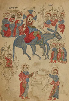 Disciples Prints: The Entry into Jerusalem; Gospel Book, 1386. Creator: Unknown