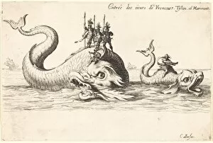 Whale Collection: Entry of Mm. de Vroncourt, Tyllon, and Marimont, 1627. Creator: Jacques Callot
