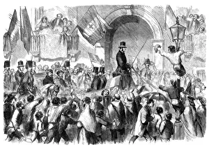 Welcoming Party Prints: Entry of Victor Emmanuel into Naples - sketched in the Toledo... 1860. Creator: Unknown