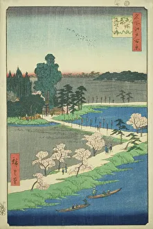 The Entwined Camphor Trees at Azuma Shrine (Azuma no mori Renri no azusa), from the series... 1856. Creator: Ando Hiroshige