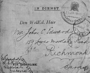 Black And White Publishing Gallery: Envelope addressed by Colour-Sergeant Edwards, 2nd Royal Irish Rifles, 1900