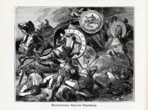 Epaminondas Rescues Pelopidas, 1882. Artist: Vogel, Hermann (1854-1921) Epaminondas Rescues Pelopidas, 1882. Artist: Vogel, Hermann (1854-1921)