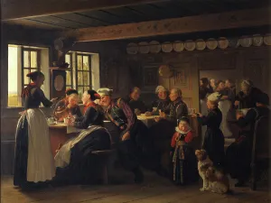 Aprons Prints: Episode of a feast at Amager, 1854. Creator: Julius Exner