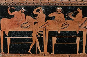 Dais Prints: An episode on a Greek red-figured wine-mixing bowl (bell-krater): four reclining