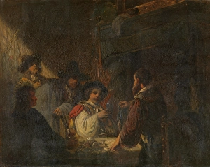 Toasting Prints: Episode in the Life of Rembrandt, c1850s. Creator: Joseph Lies