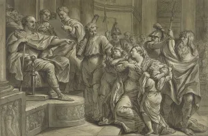 Batavian Prints: Eponina asks Vespasian for mercy for Sabinus, 1726-1783. Creator: Blaise Nicolas Lesueur