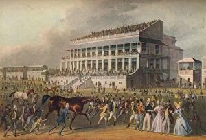 Winning Gallery: Epsom Grand Stand - The Winner of the Derby Race, 19th century. Artist: Richard Reeve