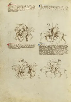 Equestrian Combat with Sword, about 1410. Creator: Unknown
