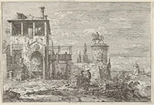 The Equestrian Monument, c. 1735 / 1746. Creator: Canaletto