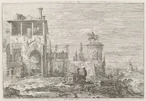 The Equestrian Monument [upper right], c. 1735 / 1746. Creator: Canaletto