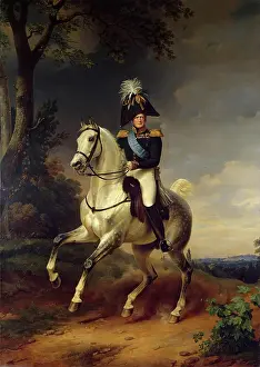 Franz Prints: Equestrian Portrait of Alexander I (1777-1825), 1837. Creator: Franz Kruger