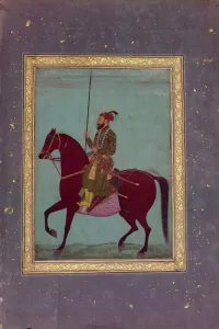 Necklaces Prints: Equestrian Portrait of Aurangzeb, 17th century. Creator: Unknown