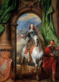 Charles I Gallery: Equestrian portrait of Charles I, King of England (1600-1649) with M. de St Antoine, 1633