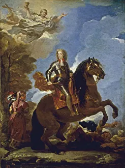 Equestrian Portrait of Charles II of Spain, before 1694. Artist: Giordano, Luca (1632-1705)