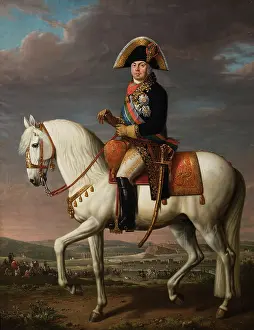 Equestrian Portrait of Dom John VI (1767-1826), King of Portugal, Brazil and the Algarves. Creator: Delerive, Nicolas-Louis-Albert (1755-1818)