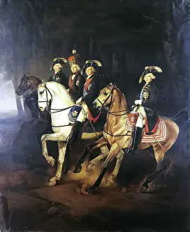 Pavlovich Aleksandr Prints: Equestrian Portrait of Emperor Paul I with his Sons and Joseph I