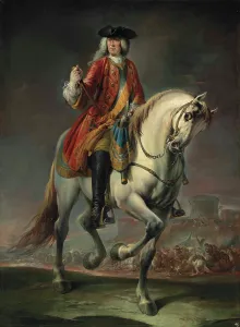 Venetian School Prints: Equestrian portrait of Field Marshal Count Johann Matthias von der Schulenburg (1661-1747)
