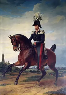 Stripe Prints: Equestrian Portrait of Frederick William III, 1831. Creator: Franz Kruger