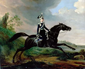 Grand Prince Alexander Prints: Equestrian Portrait of Grand Prince Alexander Nikolayevich
