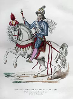 Protestantism Gallery: Equestrian portrait of Henry IV of France in 1596, (1882-1884).Artist: Chevignard