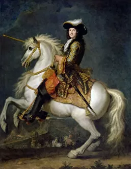 Equestrian portrait of Louis XIV (1638-1715). Artist: Houasse, Rene-Antoine (c. 1645-1710)