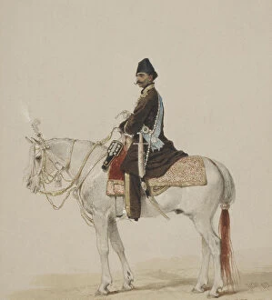 Equestrian Portrait of Naser al-Din Shah Qajar (1831-1896), 1873. Artist: Zichy, Mihaly (1827-1906)