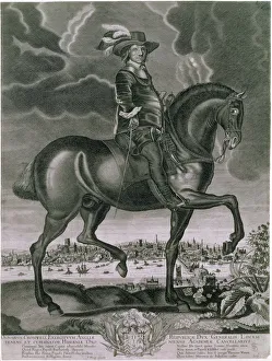 Roundhead Prints: Equestrian portrait of Oliver Cromwell, c1655. Artist: Albert Haelwegh