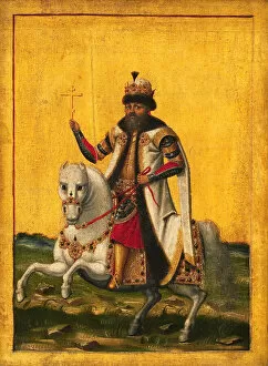 Tsars Gallery: Equestrian portrait of the Tsar Michail I Fyodorovich of Russia (1596-1645), c. 1650-1660