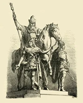 Allegiance Prints: Equestrian Statue of Charlemagne, Paris, 1890. Creator: Unknown