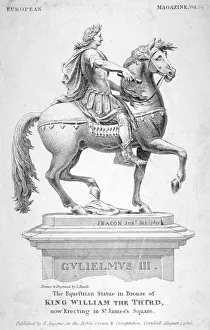 The equestrian statue of King William III in St Jamess Square, London, 1808