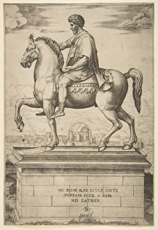 Dente Marco Prints: Equestrian Statue of Marcus Aurelius, 1515-27. Creator: Marco Dente